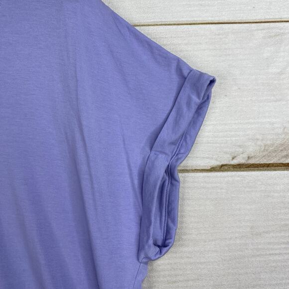 Banana Republic T-Shirt XL Womens Purple Cozy Slub V Neck Cuffed Short Sleeve - Picture 2 of 9